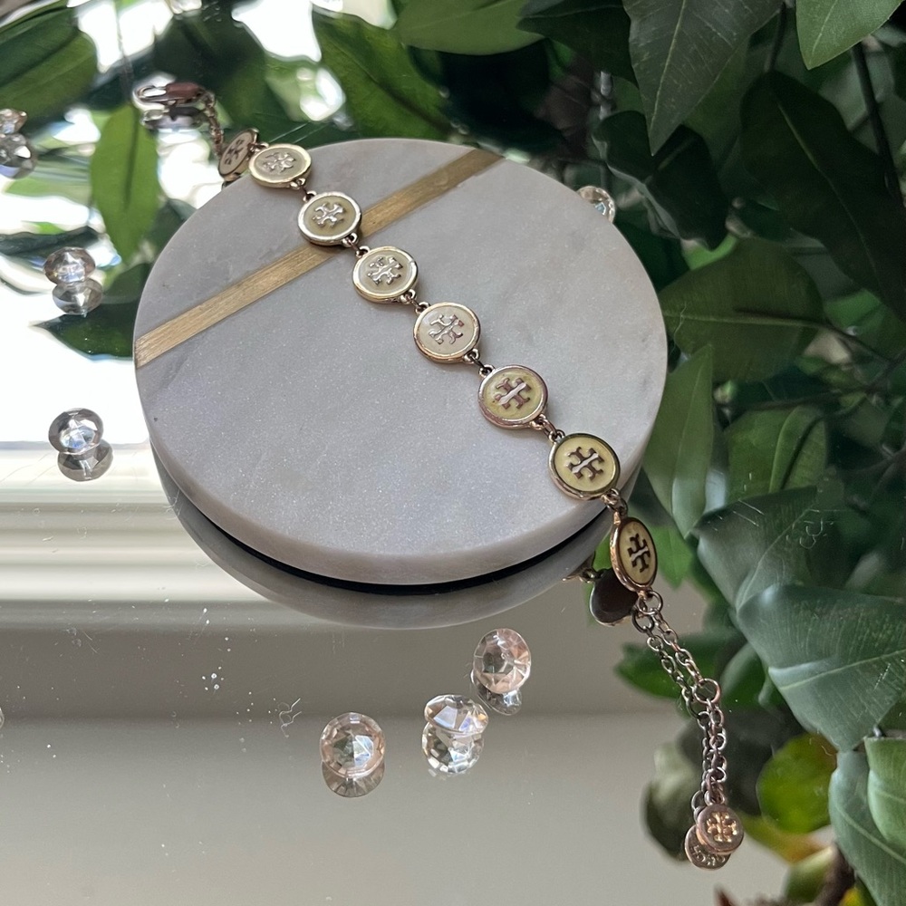 Vintage Tory Burch Gold and Cream Bracelet